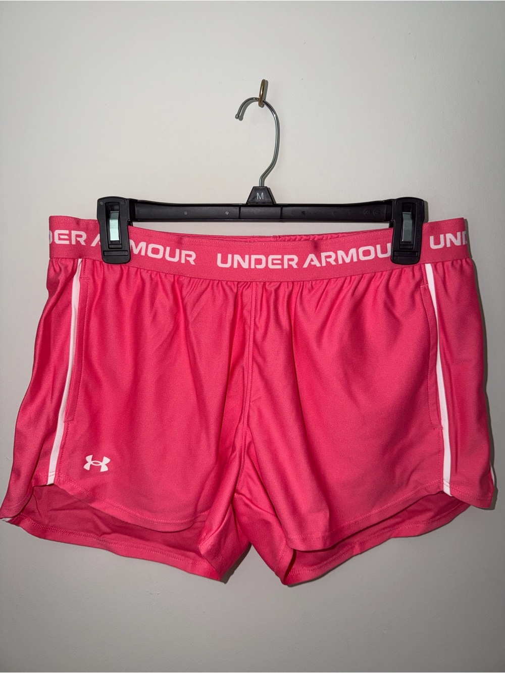 Under Armour Women's Hot Pink Athletic Shorts with White Trim
